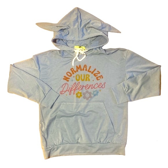 Normalize our differences mental health graphic ear hoodie sweatshirt size small - Picture 6 of 10